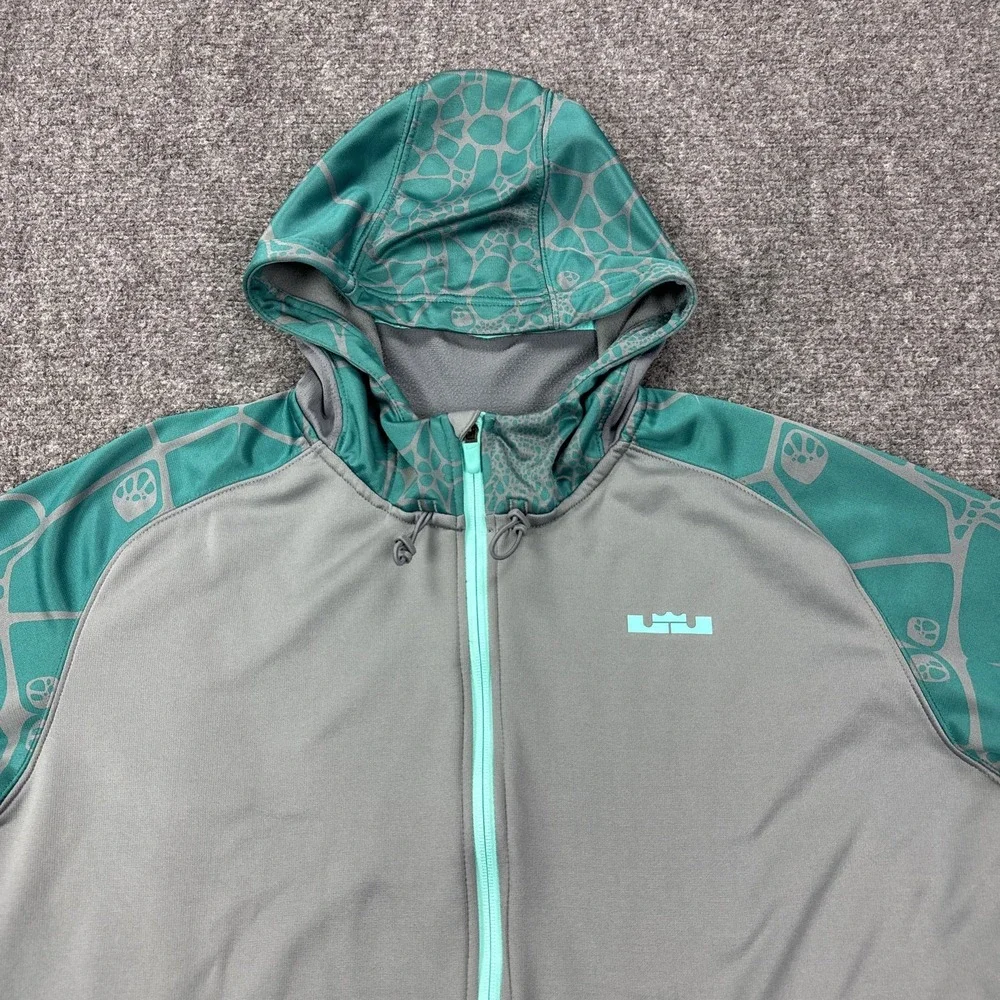 Nike Lebron Hero Premium Hoodie Mens XL Gray Zip Fleece Sweatshirt Therma-FIT‎